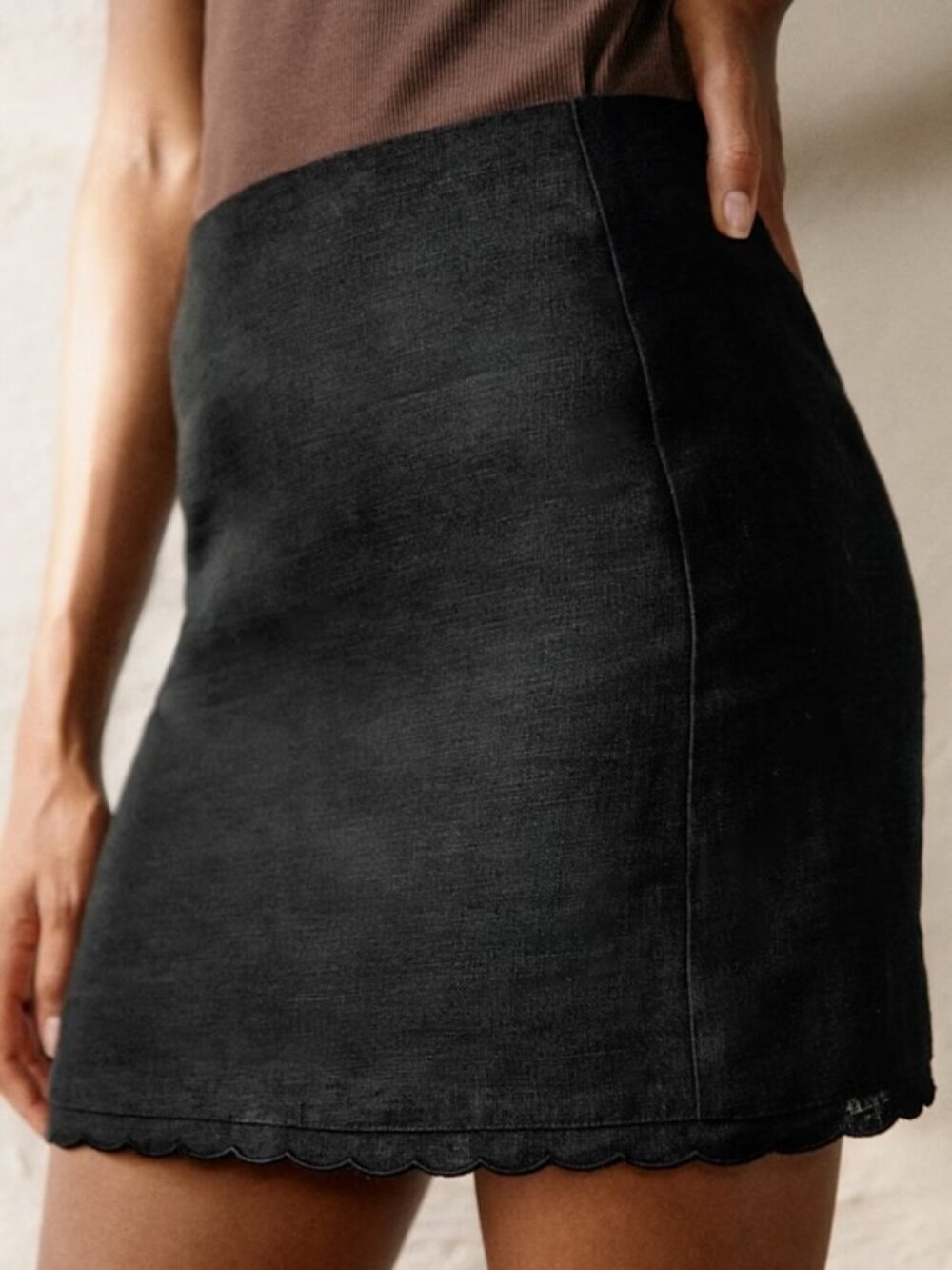 NWT Sezane Malia Skirt in Black Linen
